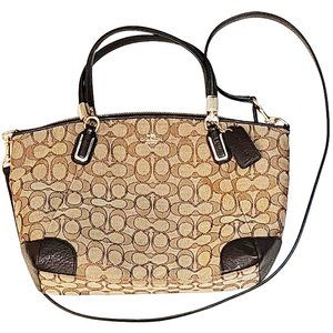 Coach Signature Tote Brown Tan Color Women's Coach Bag